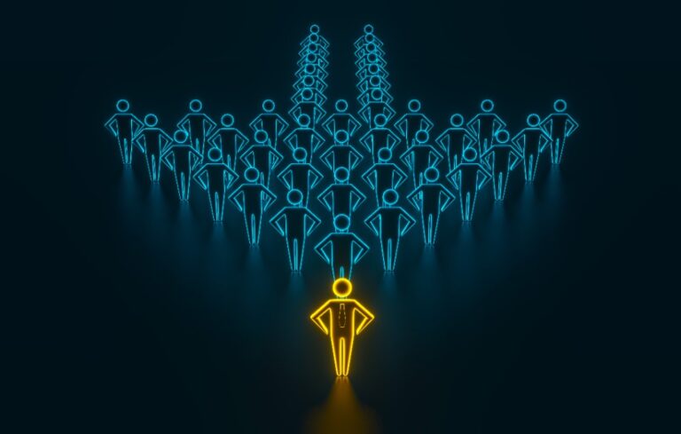 Leader in front of arrow